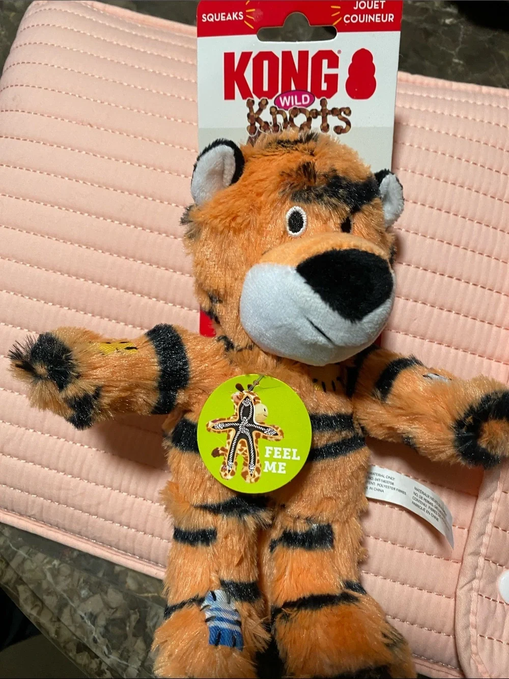 KONG Wild Knots Tiger Plush Squeaky Toy - Orange & Black
